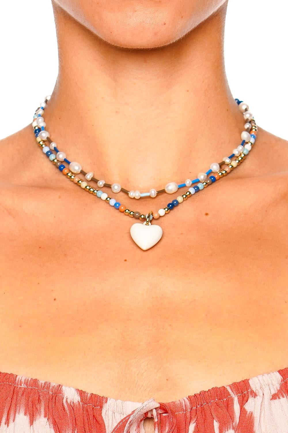 Leather Stone Slider Beaded Charm Necklace