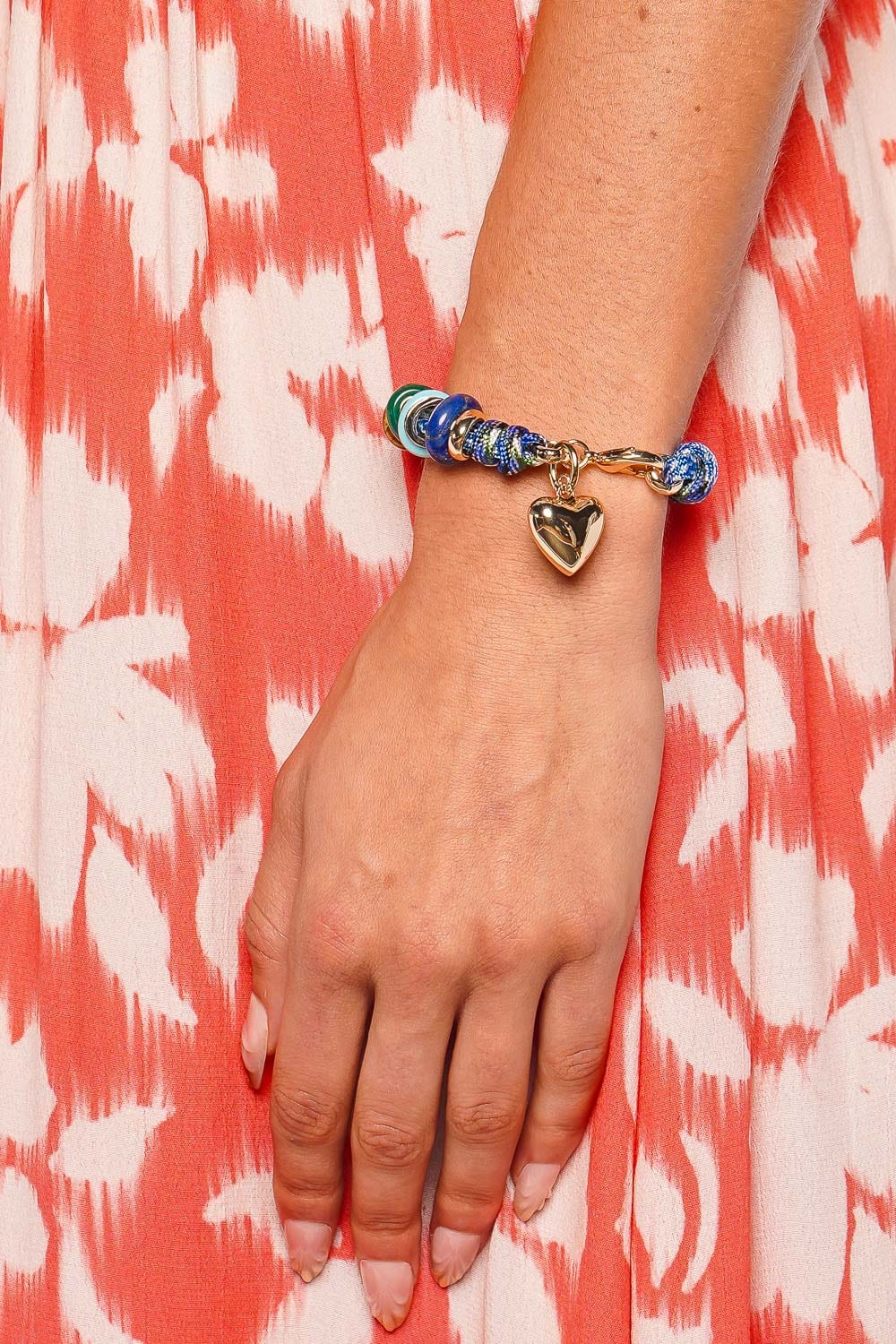 Super Size Happy Cord Beaded Charm Bracelet