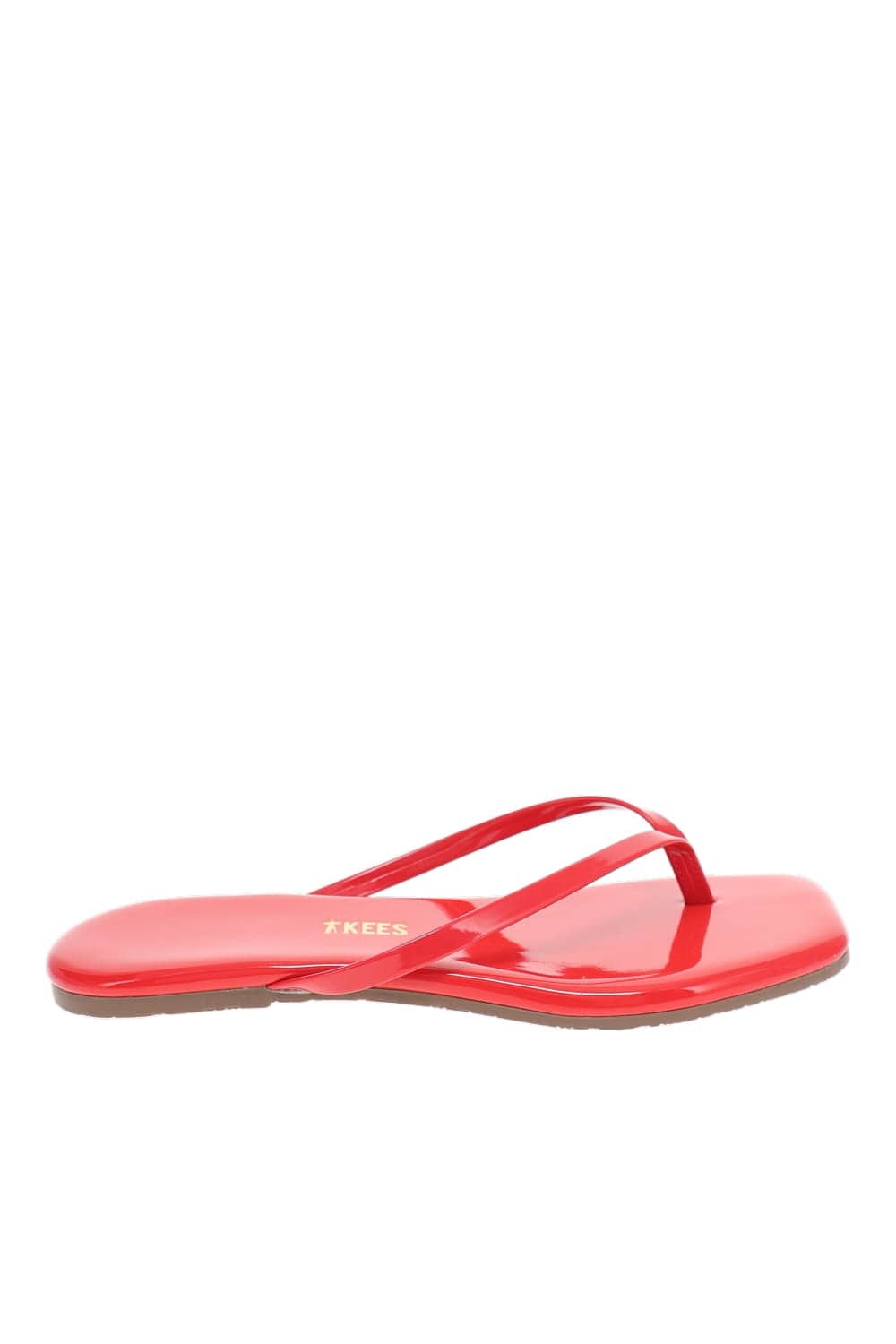 TKEES Square Toe Lily Red Gloss Square Toe Thong Sandals