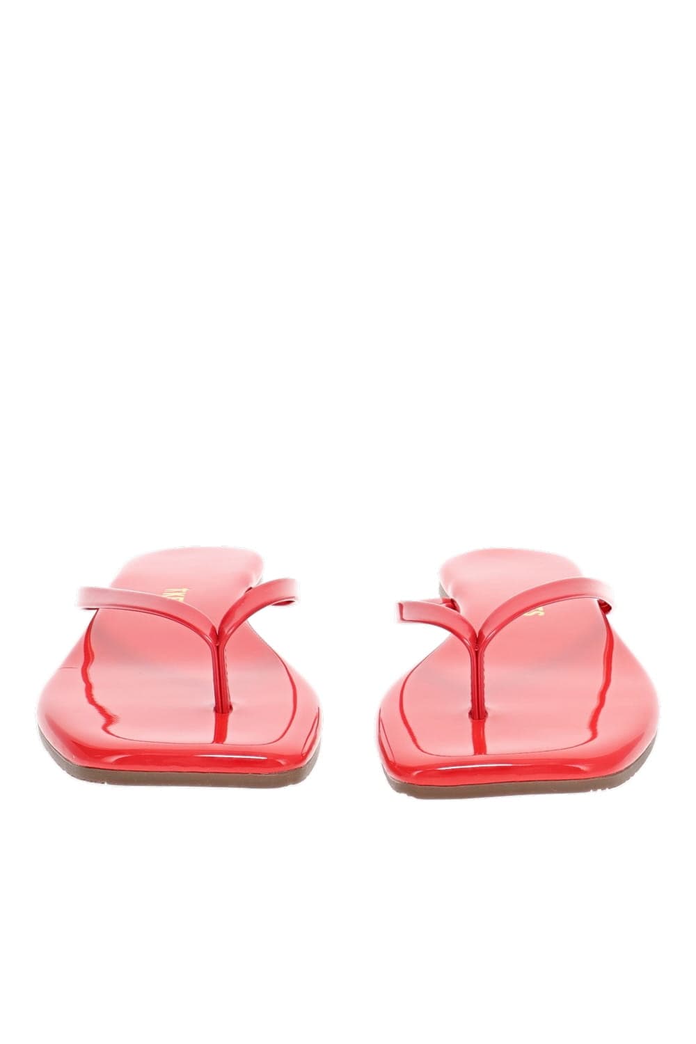 TKEES Square Toe Lily Red Gloss Square Toe Thong Sandals