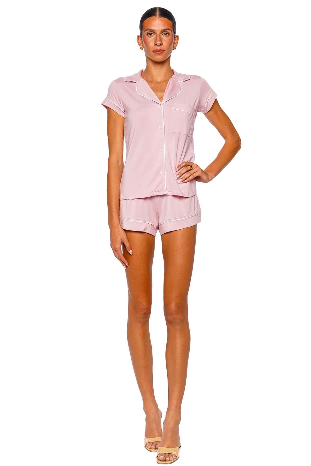 Eberjey Gisele Pink Nectar Short Sleeve Pajama Set