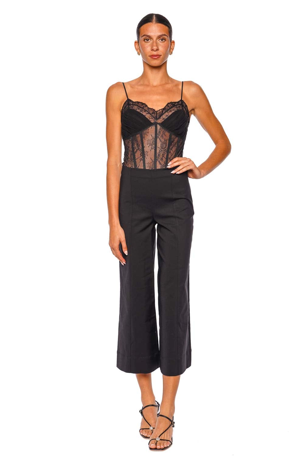 SIMKHAI Vallin Black Cropped Wide Leg Pant