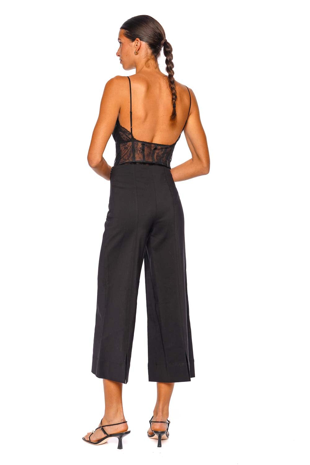 SIMKHAI Vallin Black Cropped Wide Leg Pant