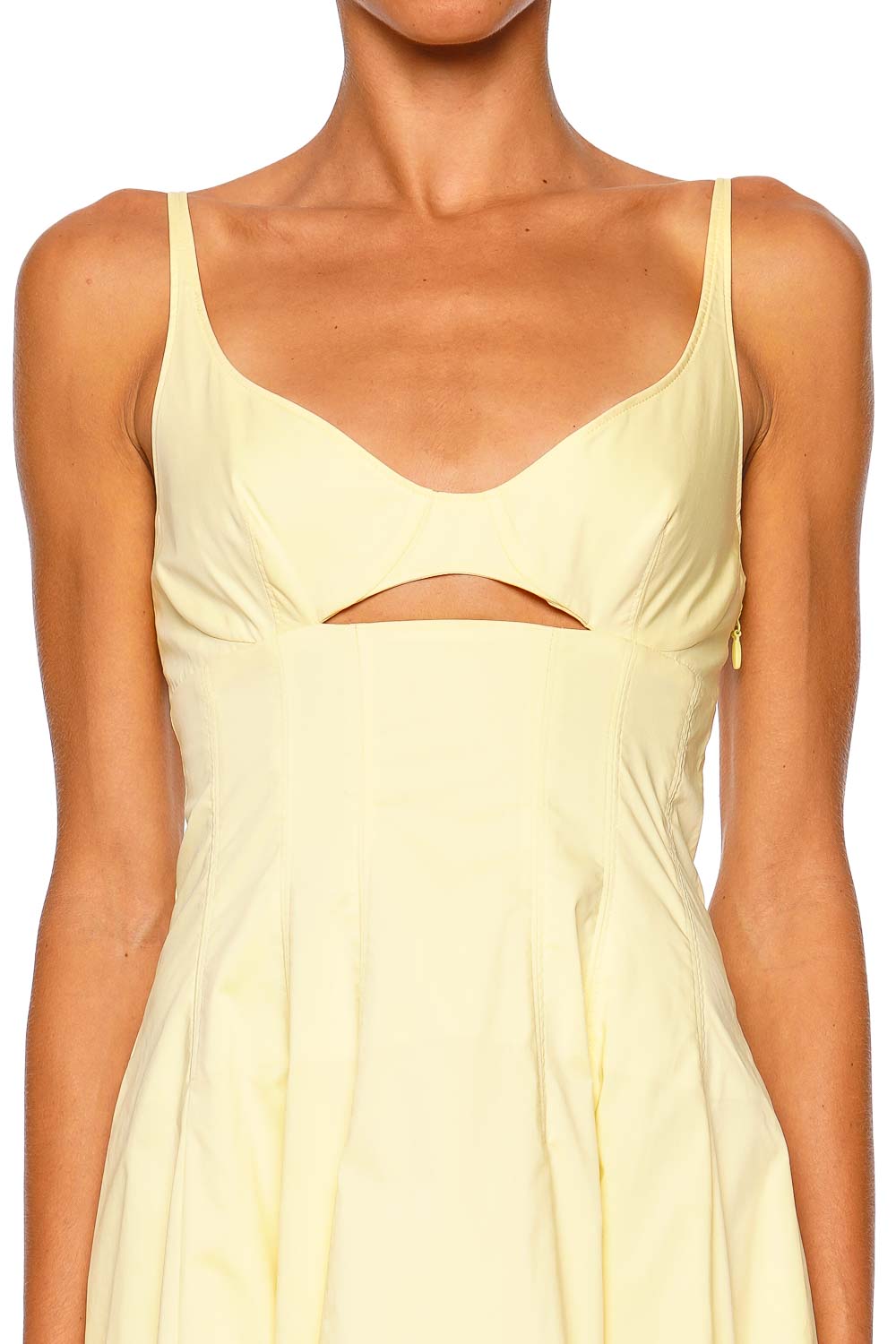 SIMKHAI Maddy Buttercream Cotton Midi Dress with Adjustable Straps