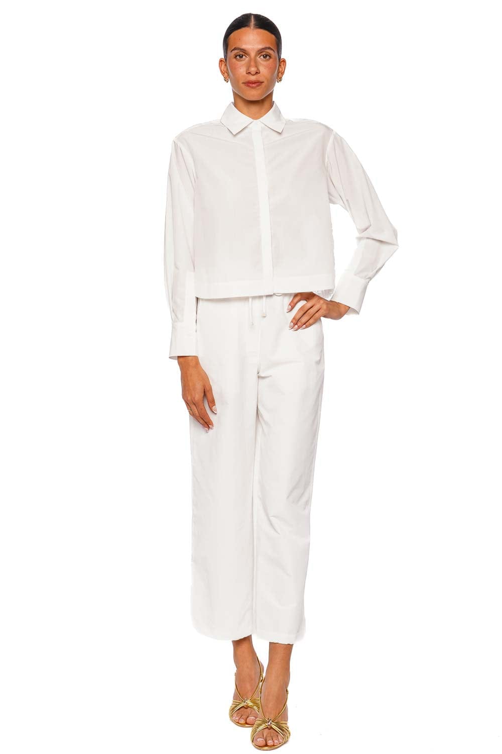 SIMKHAI Kacey Ivory Cotton Lace Long Sleeve Shirt