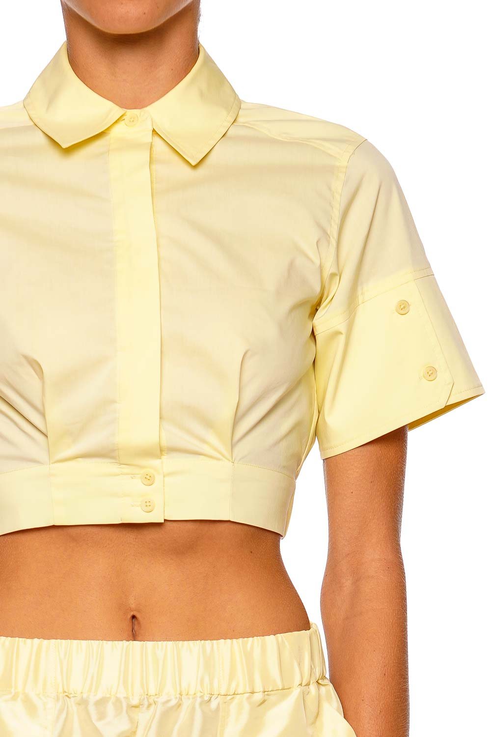 SIMKHAI Sabrina Buttercream Short Sleeve Crop Top