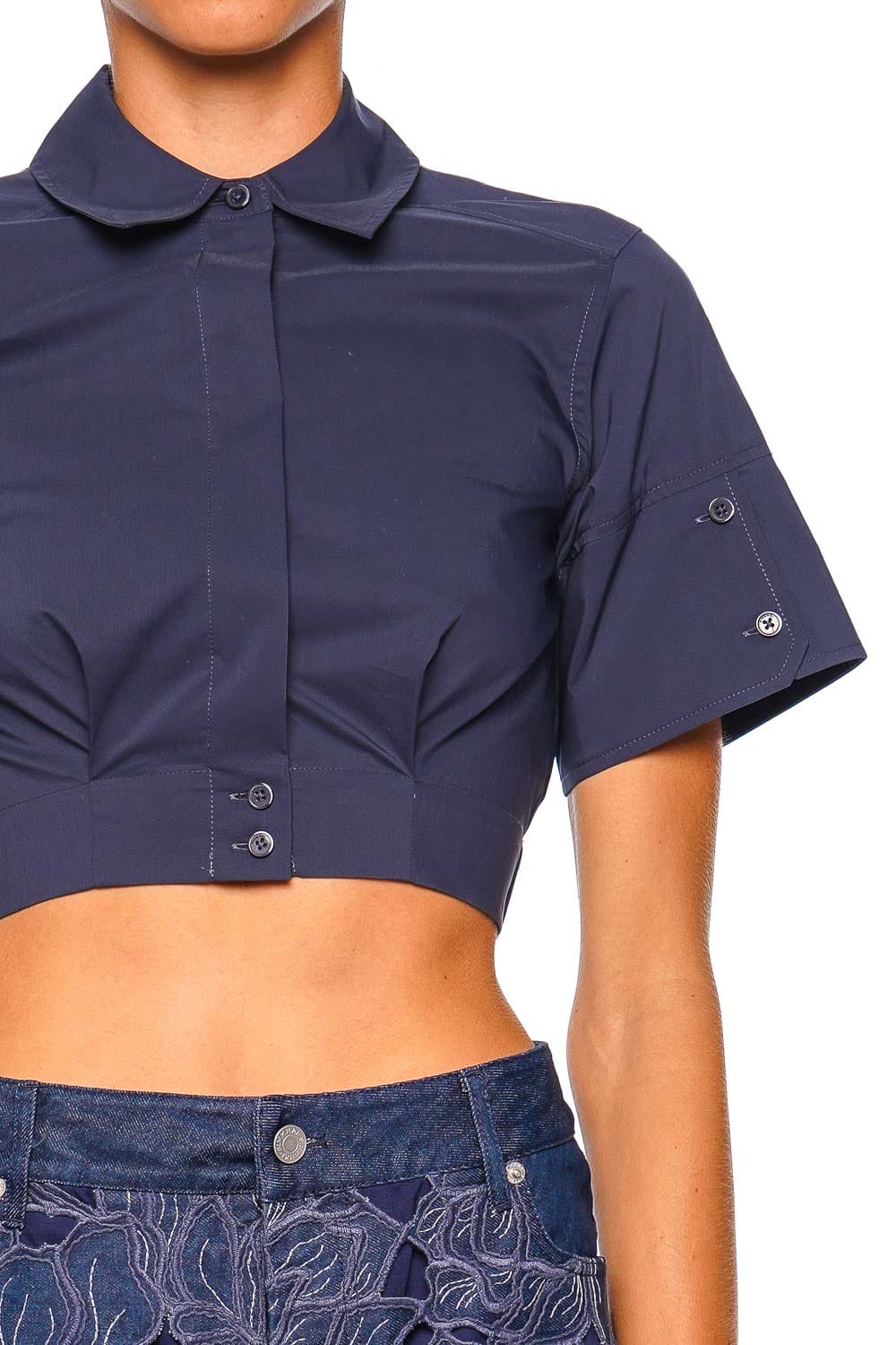 SIMKHAI Sabrina Midnight Short Sleeve Crop Top