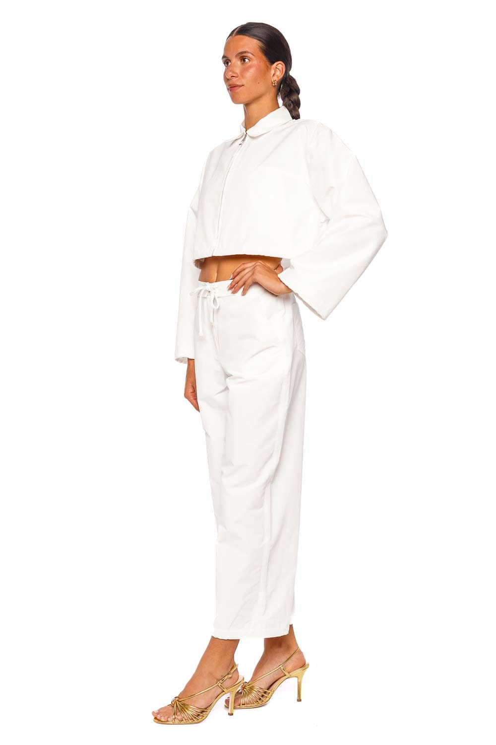 SIMKHAI Lennox White Cotton Straight Leg Pant