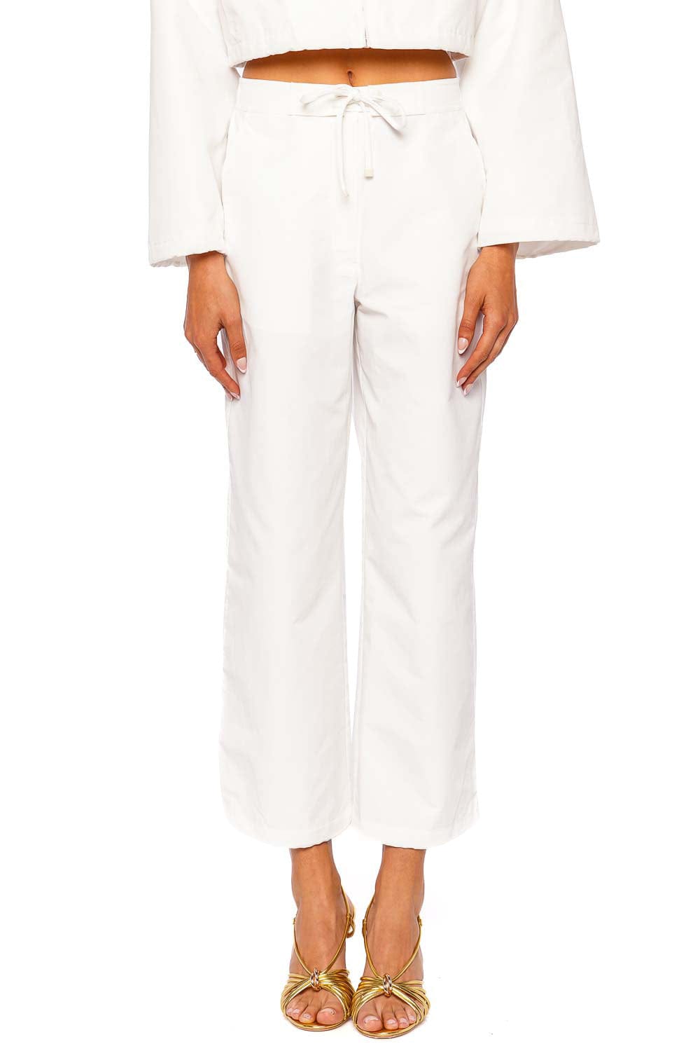 SIMKHAI Lennox White Cotton Straight Leg Pant