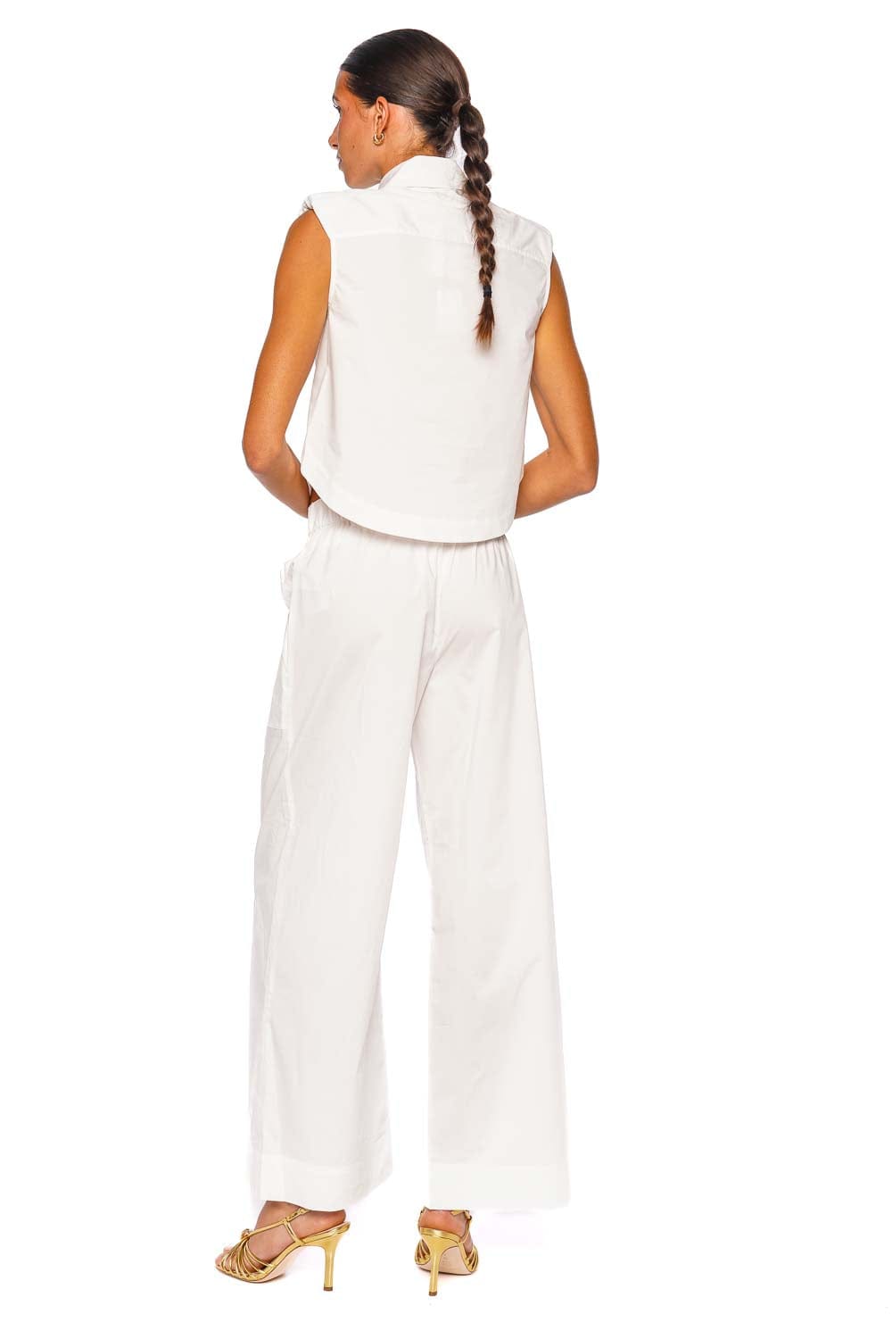SIMKHAI Arden White Wide Leg Pull-On Pant