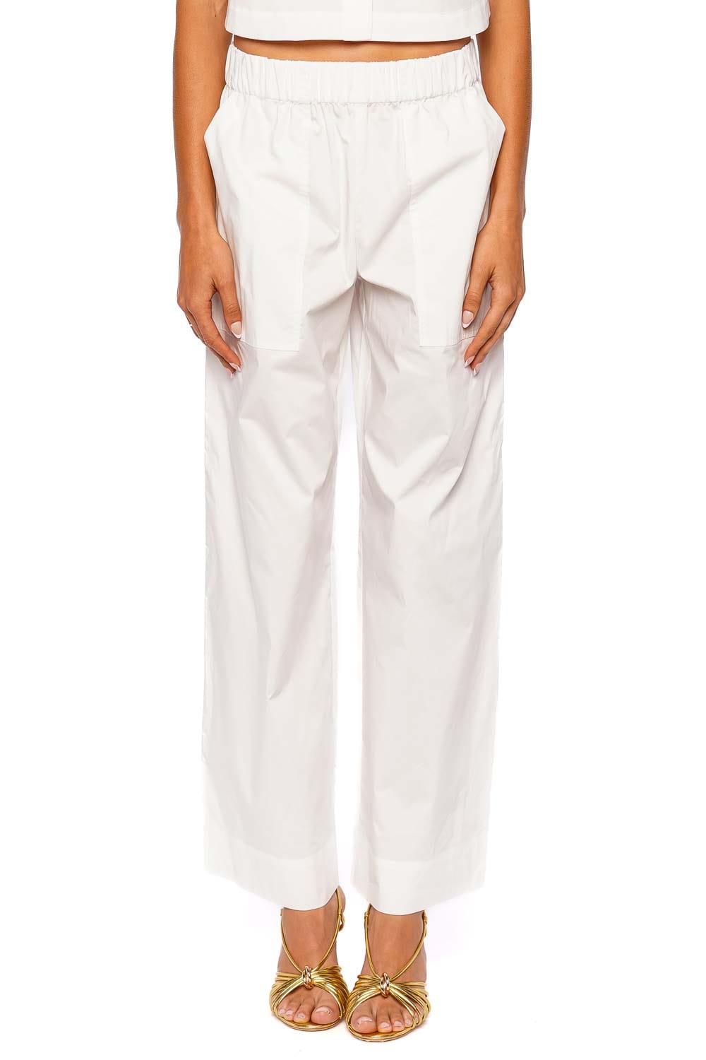 SIMKHAI Arden White Wide Leg Pull-On Pant