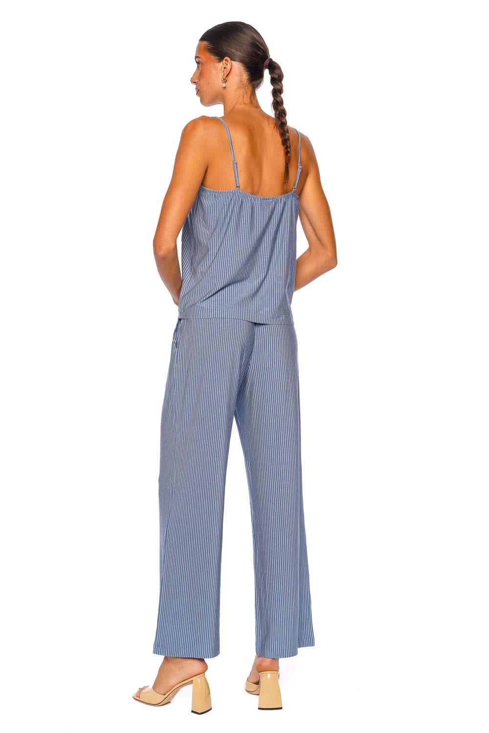 Eberjey Gisele Slate Blue Striped Cami and Pant PJ Set