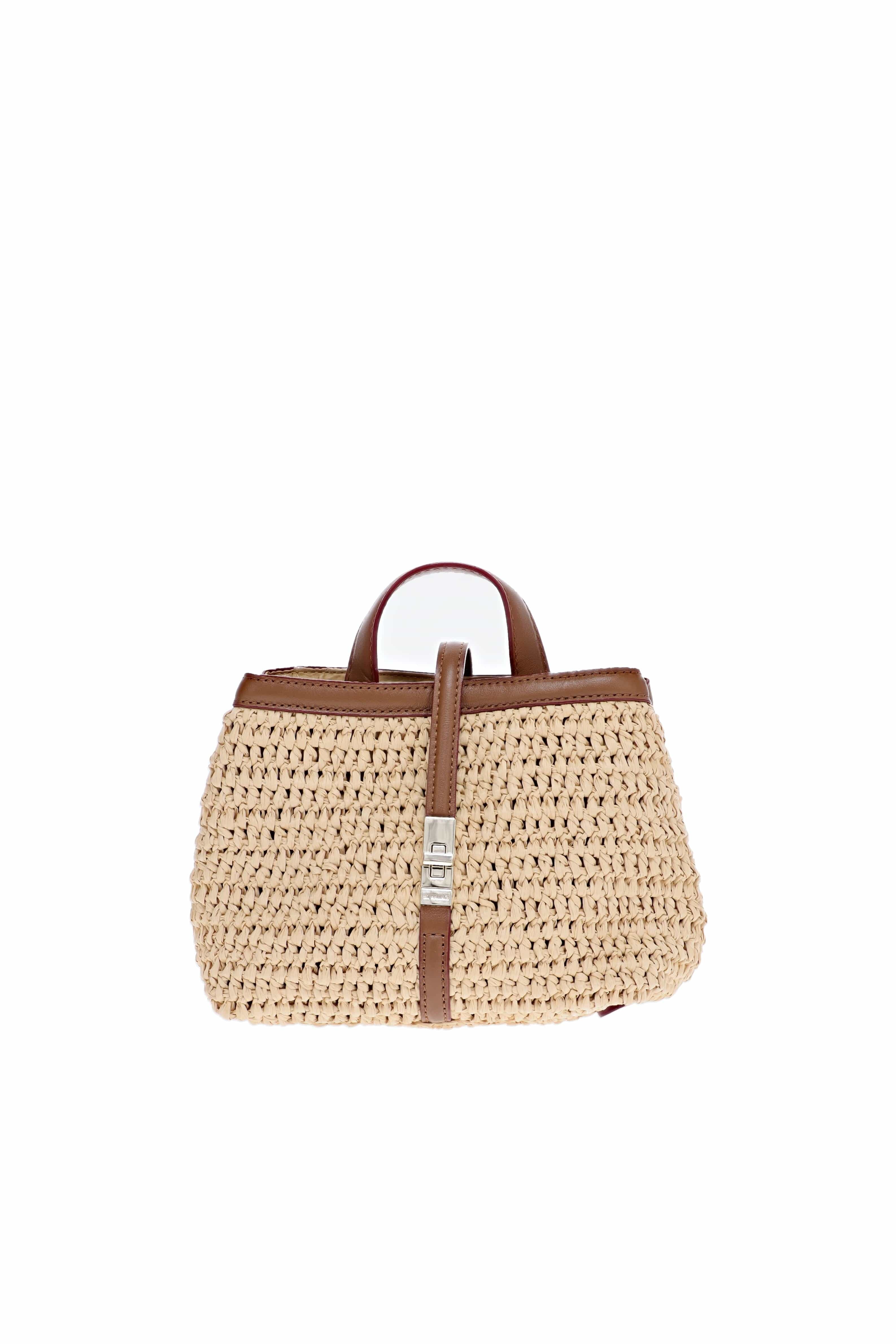 MZ Wallace Mini Crochet Astor Camel Top Handle Bag