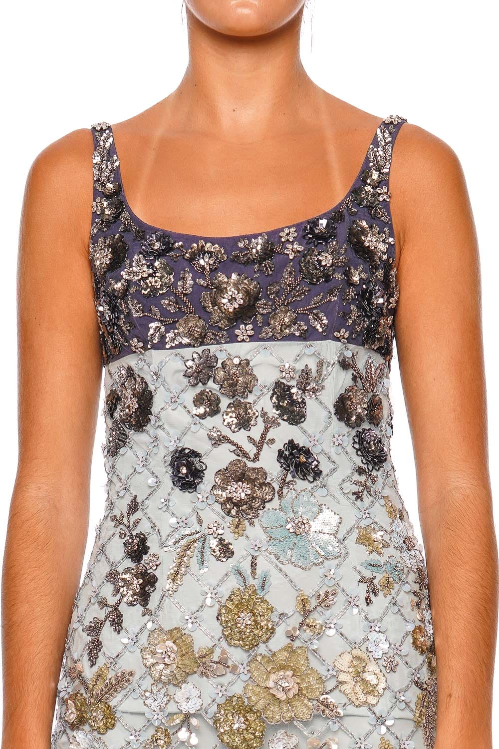 LA FUORI Nyx Bloom Aurora Blue Strappy Midi Dress