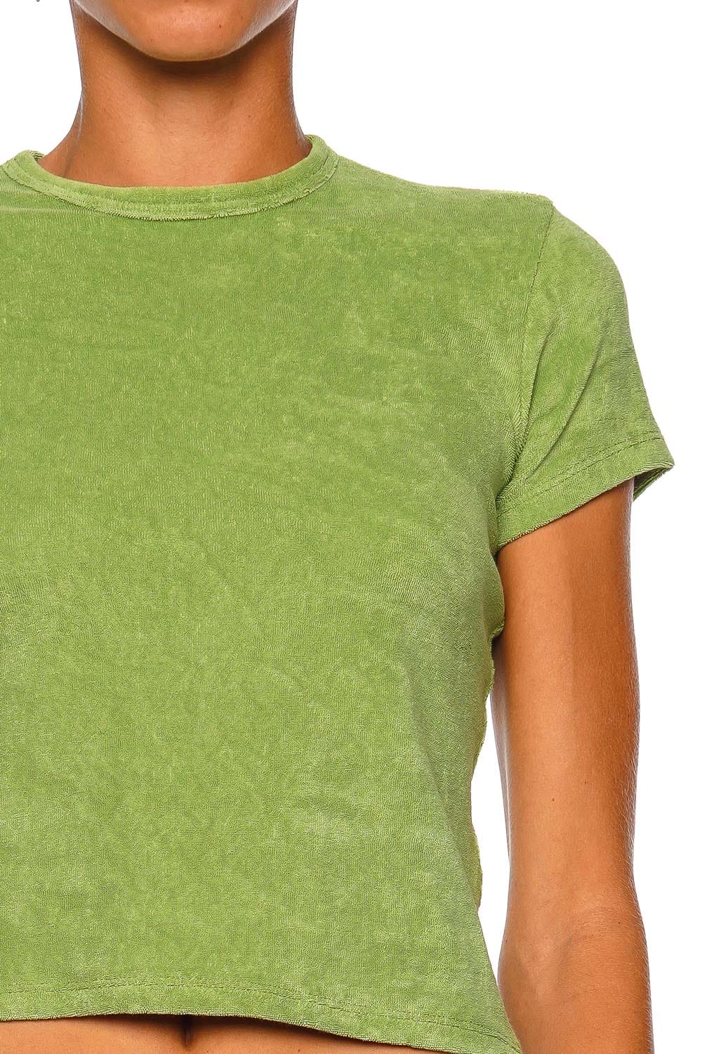 FRAME The Terry Baby Tee Short Sleeve Peridot Crop Top