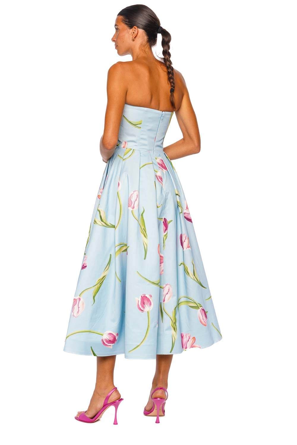 LEO LIN Lynn Bustier Blue Strapless Midi Dress
