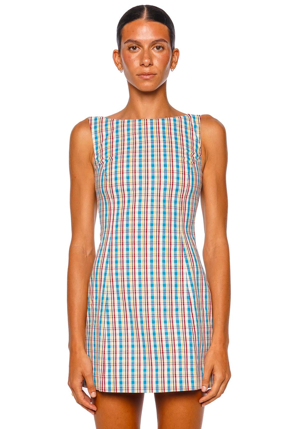 Faithfull The Brand Lydie Sofia Check Sleeveless Mini Dress