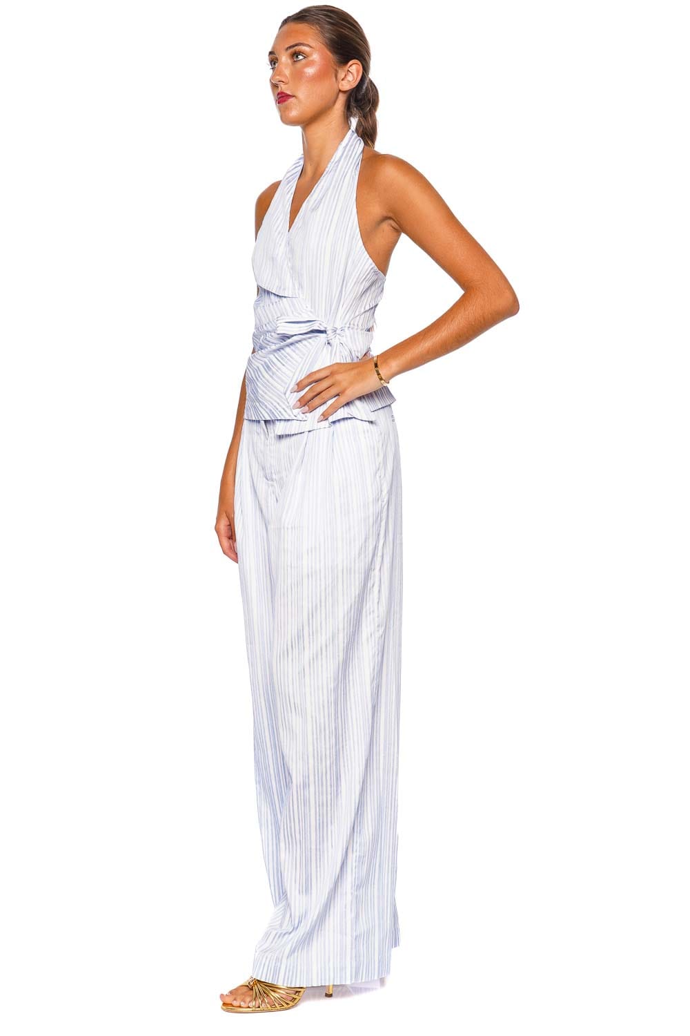SIMKHAI Grace Blue Stripe Wide Leg Pant