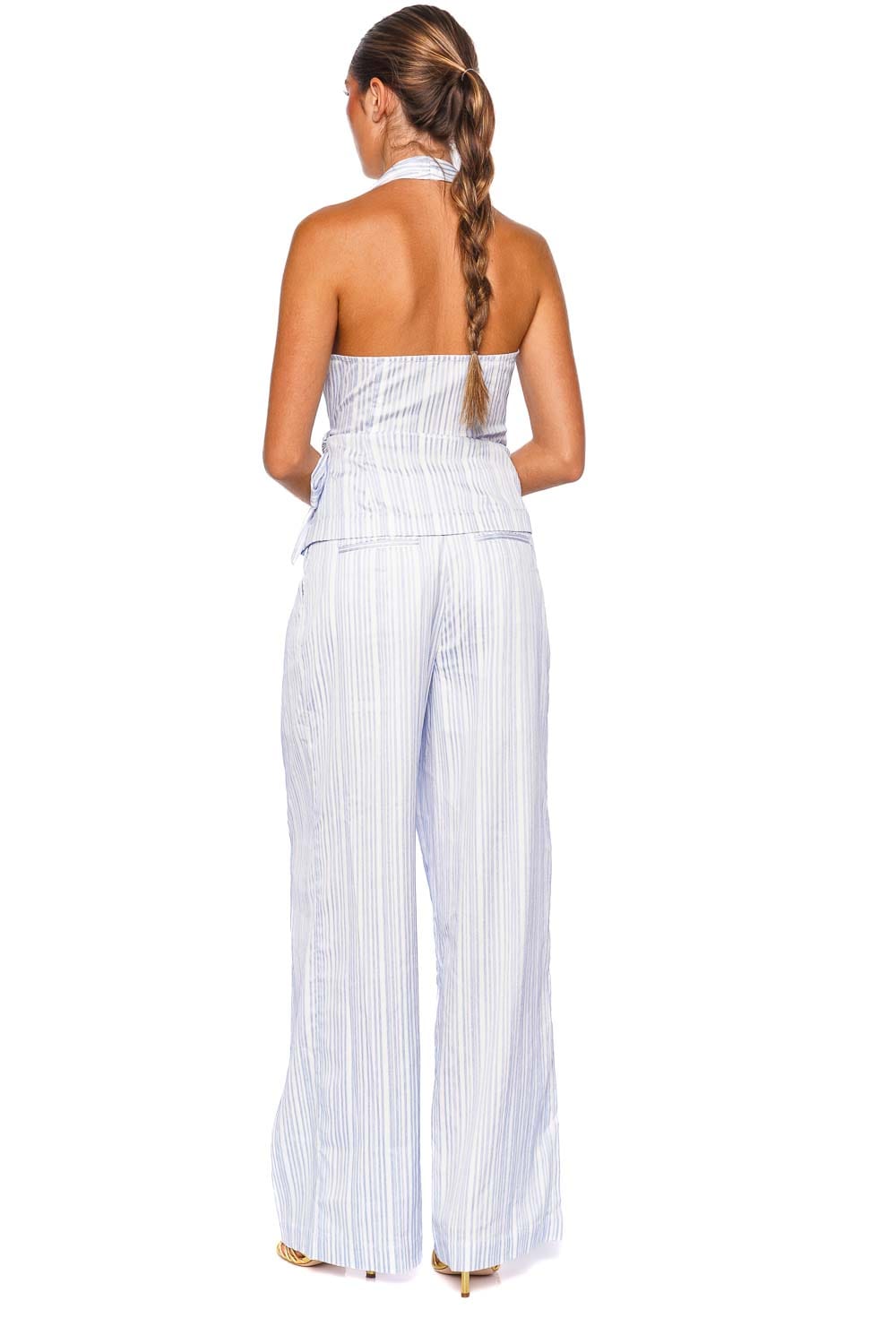 SIMKHAI Grace Blue Stripe Wide Leg Pant