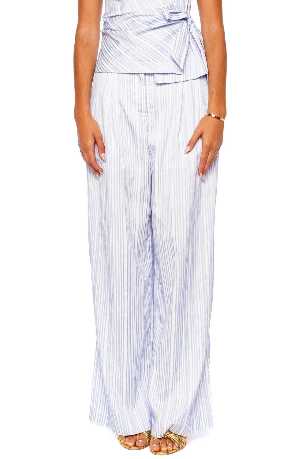 SIMKHAI Grace Blue Stripe Wide Leg Pant