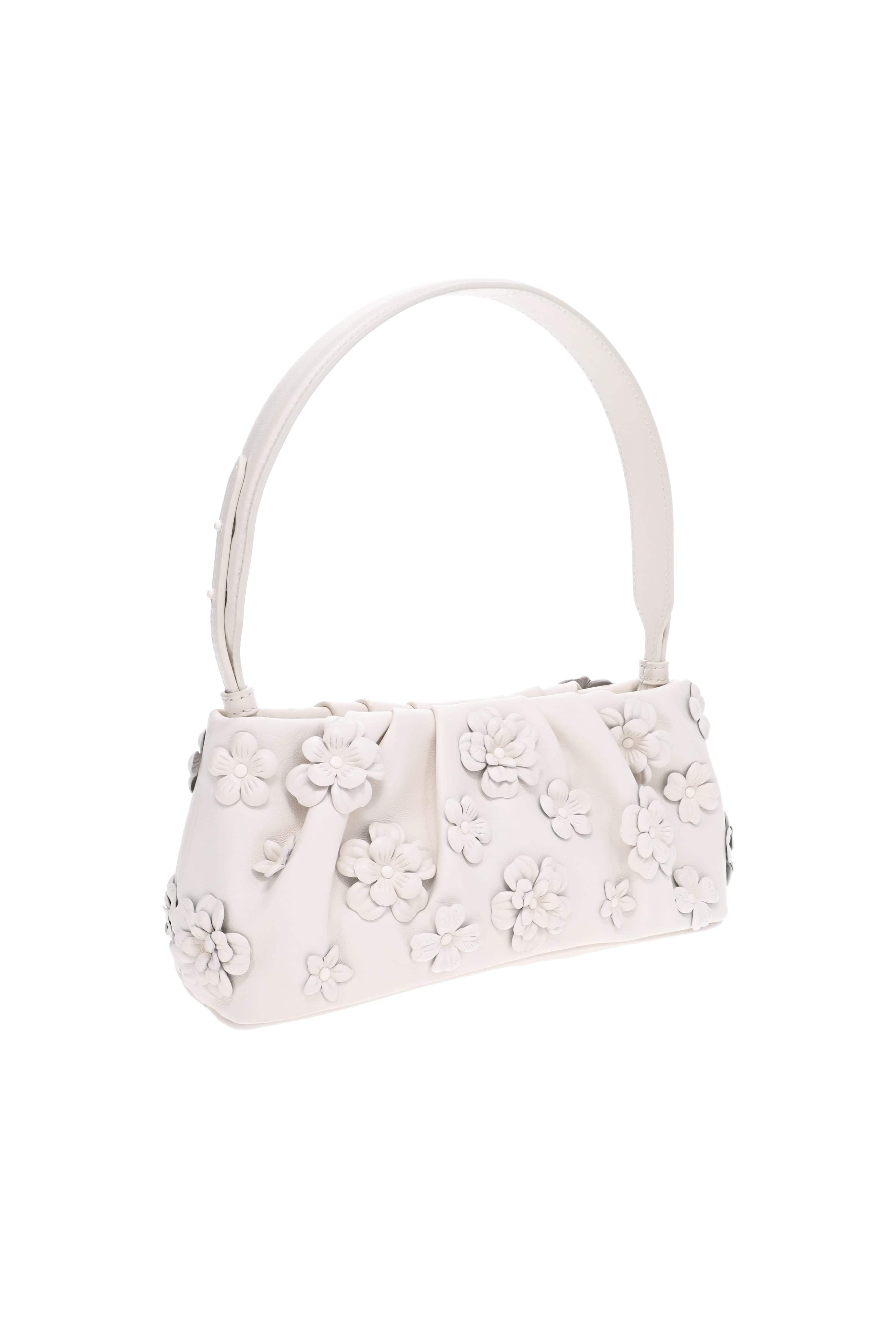 SIMKHAI Harlow Ivory Leather Flower Shoulder Bag