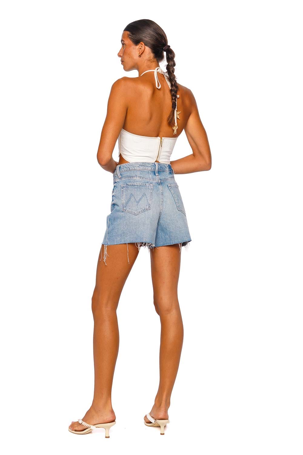 MOTHER Denim The Extra Mile Head Rush Fray Denim Shorts