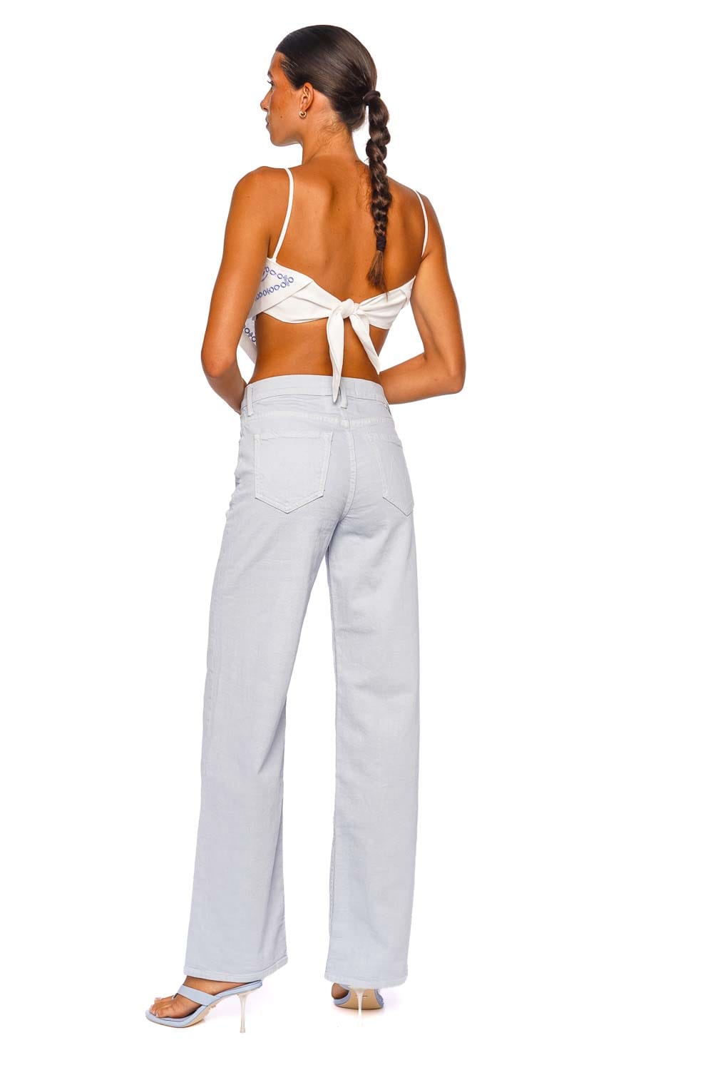 MOTHER Denim The Rerun Zip Sneak Ballad Blue Wide Leg Jeans