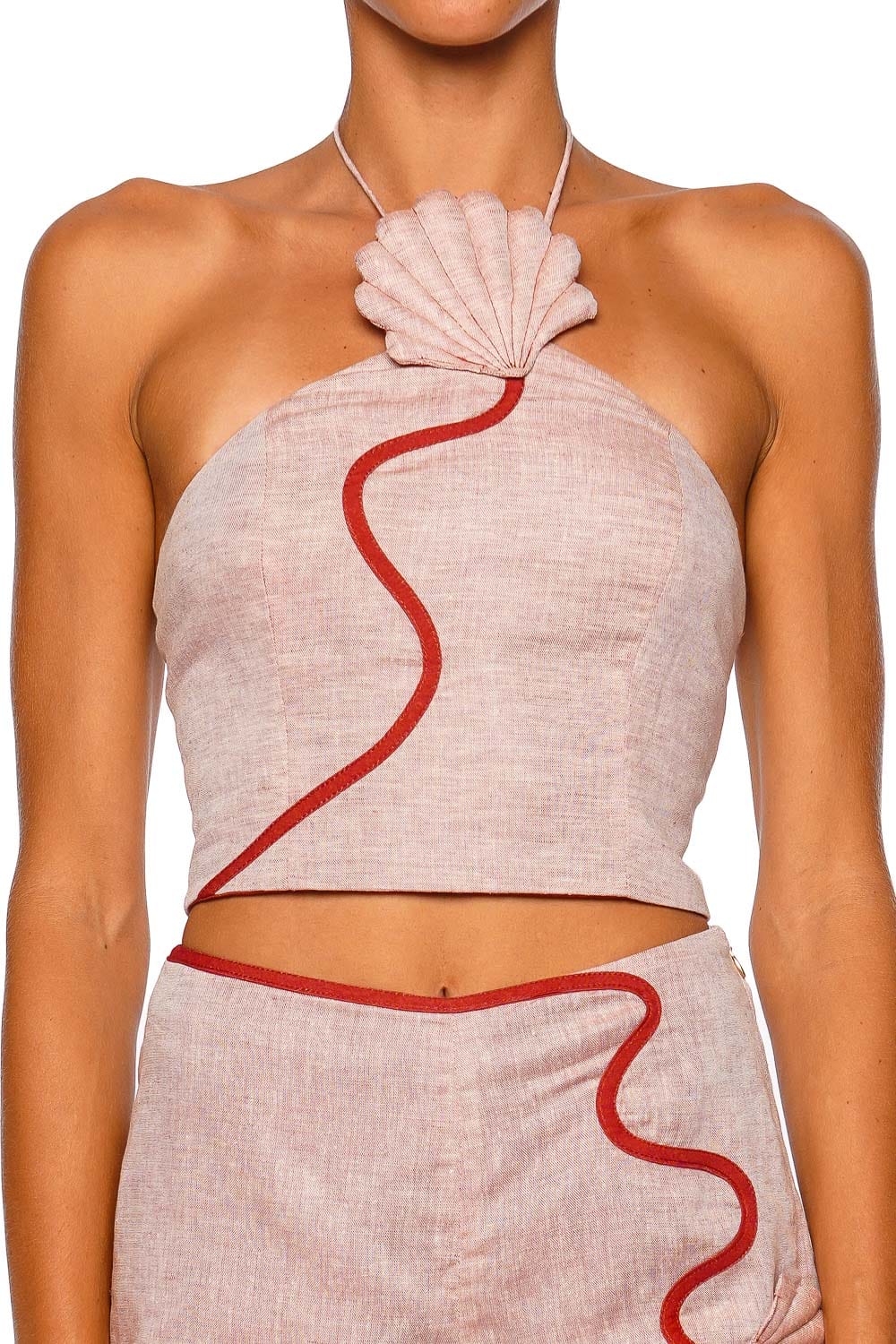 Azulu Leia Apricot Orange Halter Crop Top