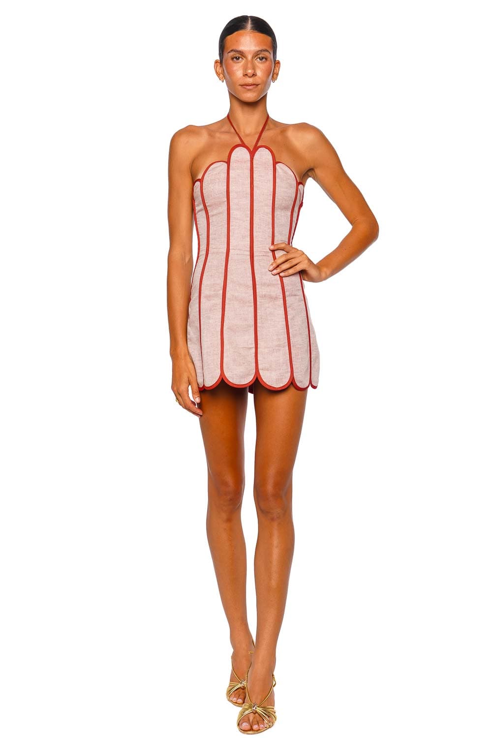 Azulu Lenny Apricot Orange Halter Mini Dress