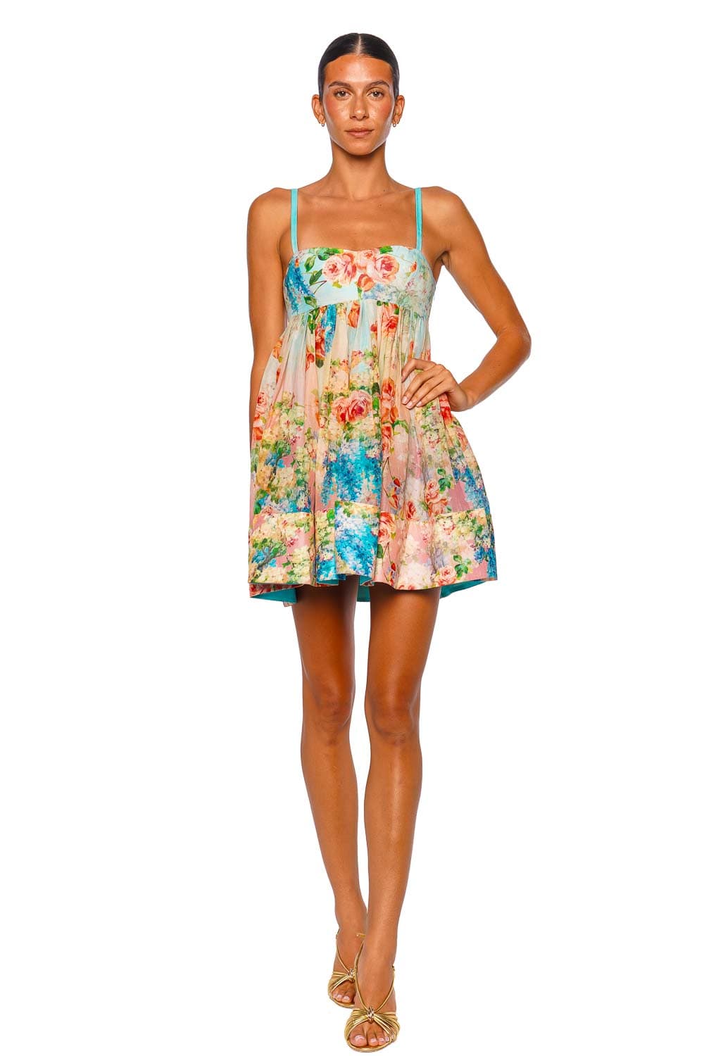 Hemant and Nandita Aiba Multi Floral Strappy Mini Dress