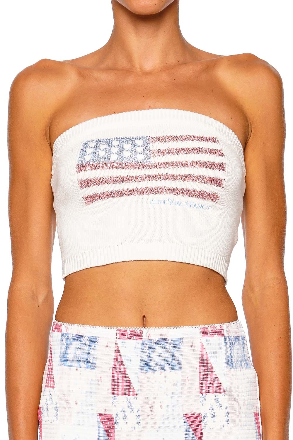 LoveShackFancy Deserae Pop Rocket White Strapless Tube Top