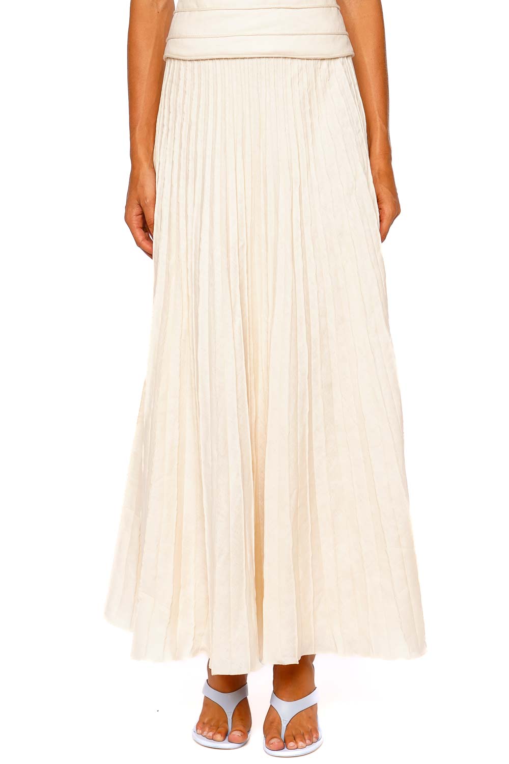 Andres Otalora Saana Ivory Pleated Maxi Skirt