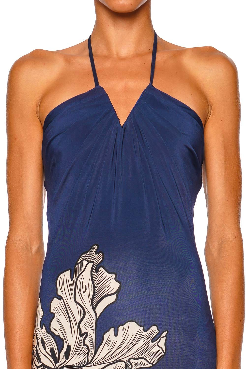 Andres Otalora Que Siente Blue Floral Halter Maxi Dress