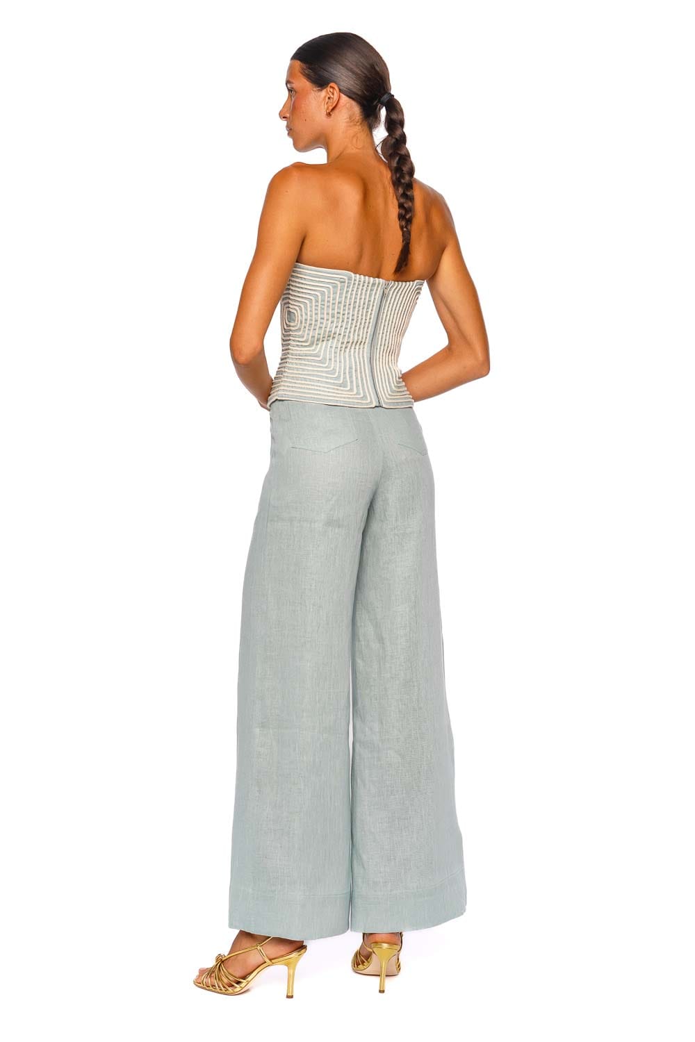 Andres Otalora Nyota Alma Embroidered Strapless Top