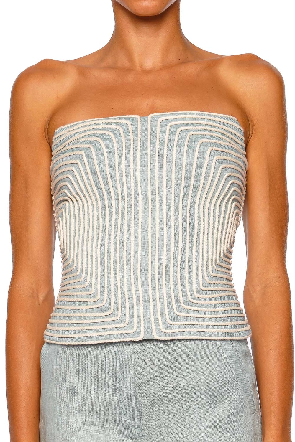 Andres Otalora Nyota Alma Embroidered Strapless Top