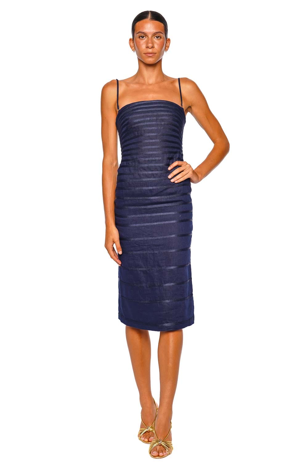 Andres Otalora Eterna Brisa Navy Strappy Midi Dress