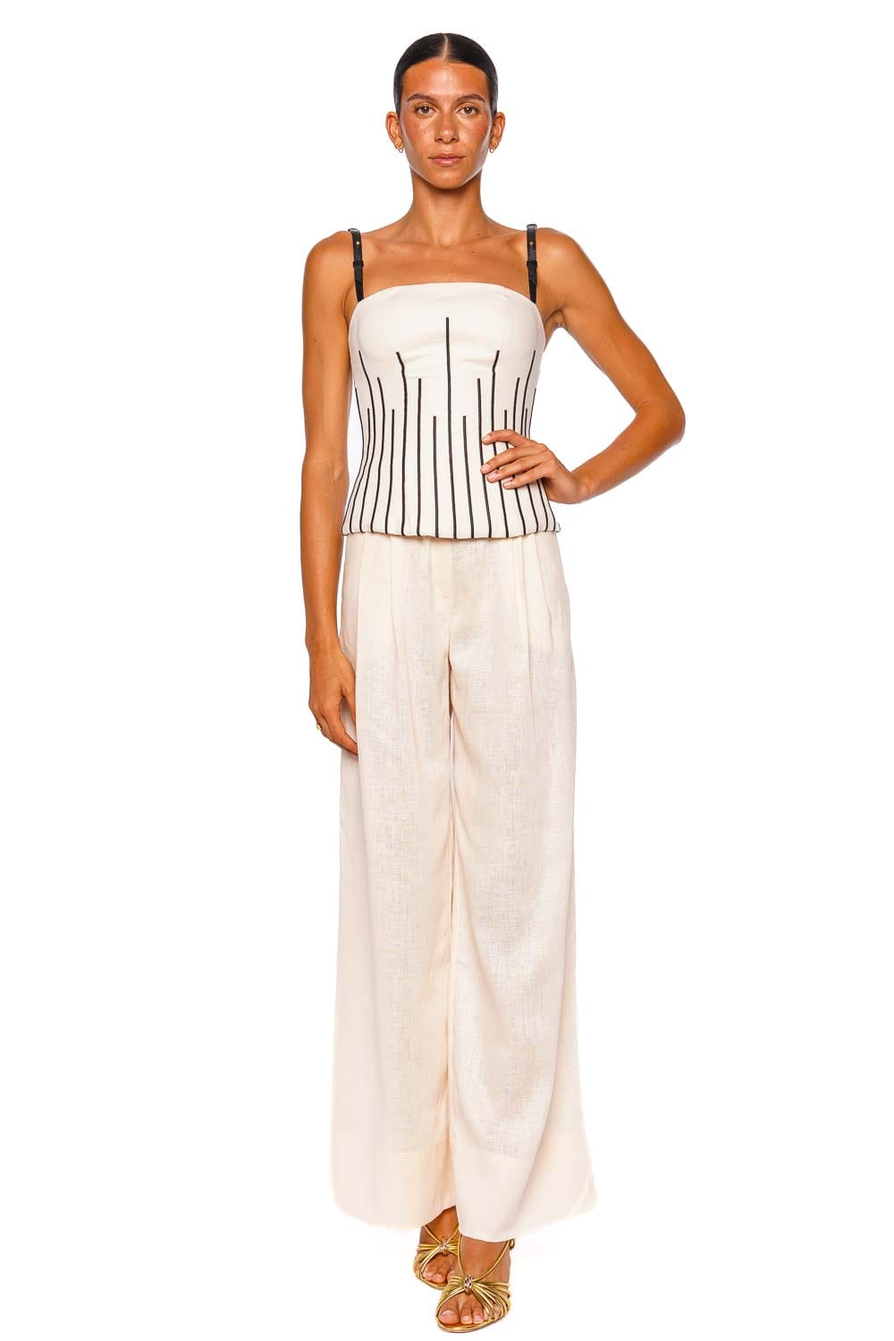 Andres Otalora Ancestra Ivory Wide Leg Pants
