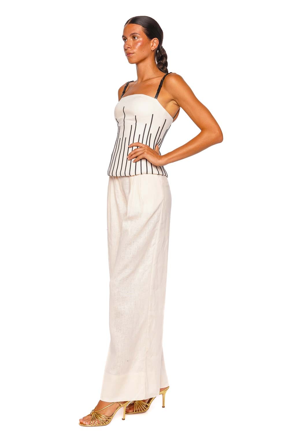 Andres Otalora Ancestra Ivory Wide Leg Pants