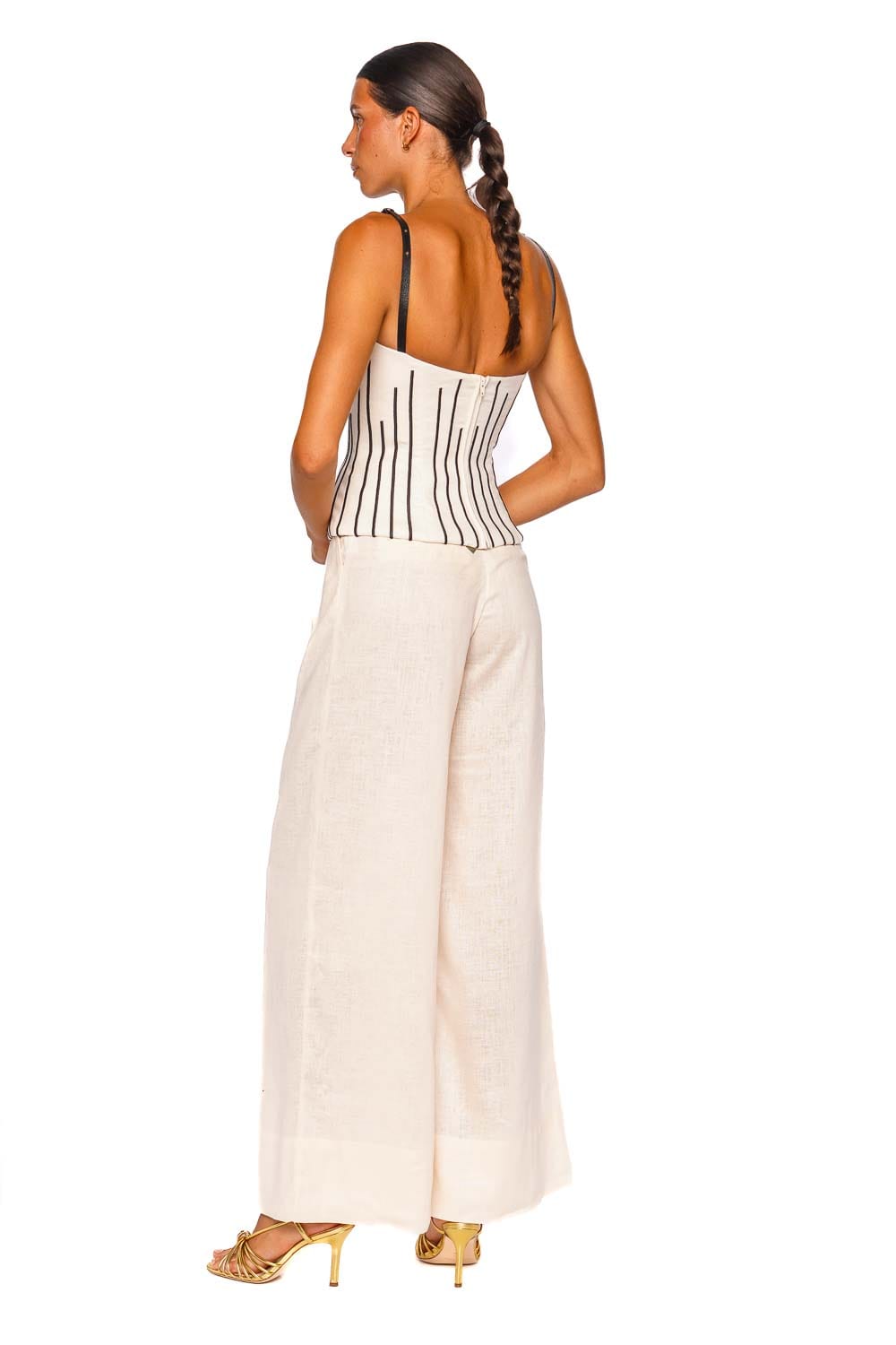 Andres Otalora Ancestra Ivory Wide Leg Pants