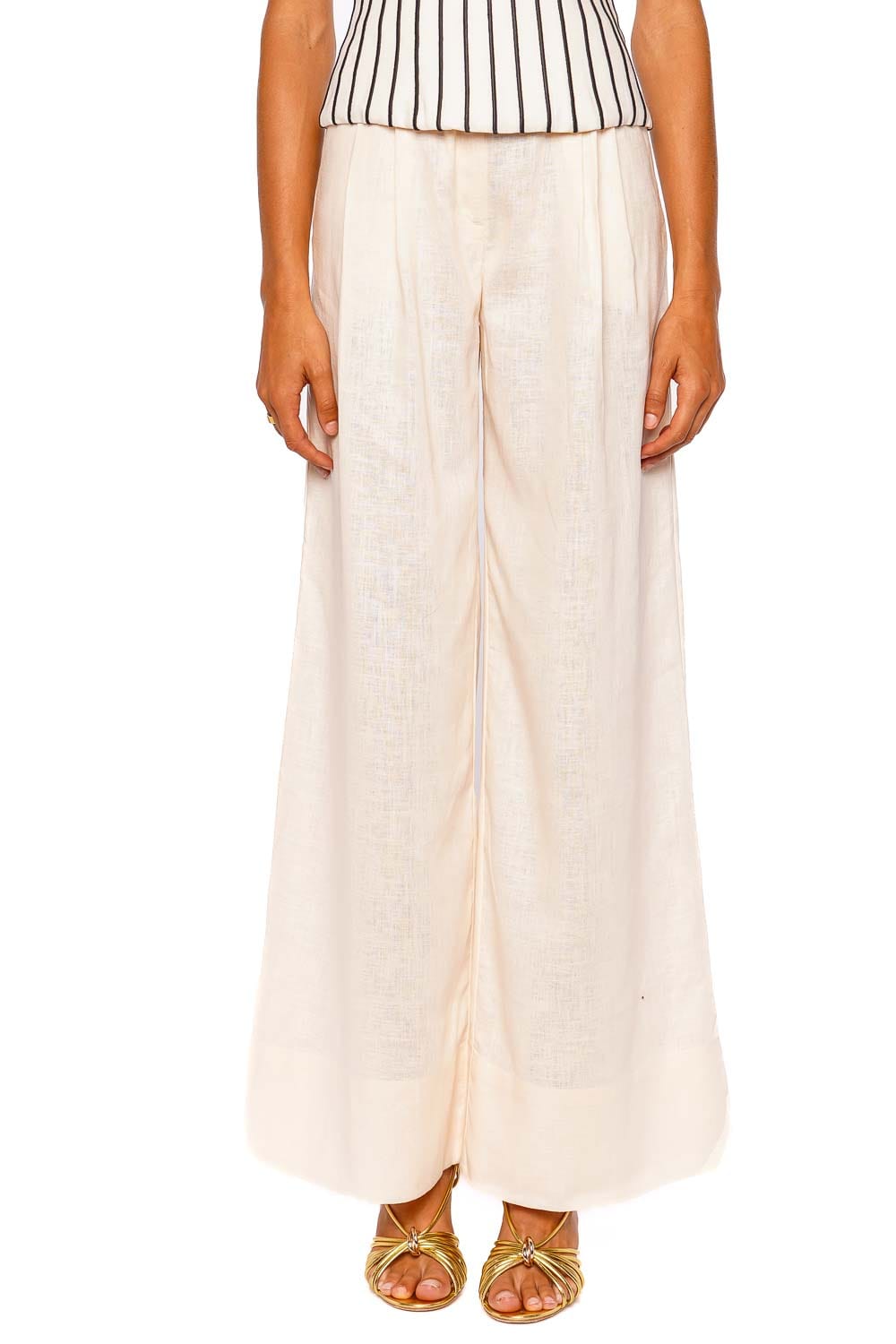 Andres Otalora Ancestra Ivory Wide Leg Pants