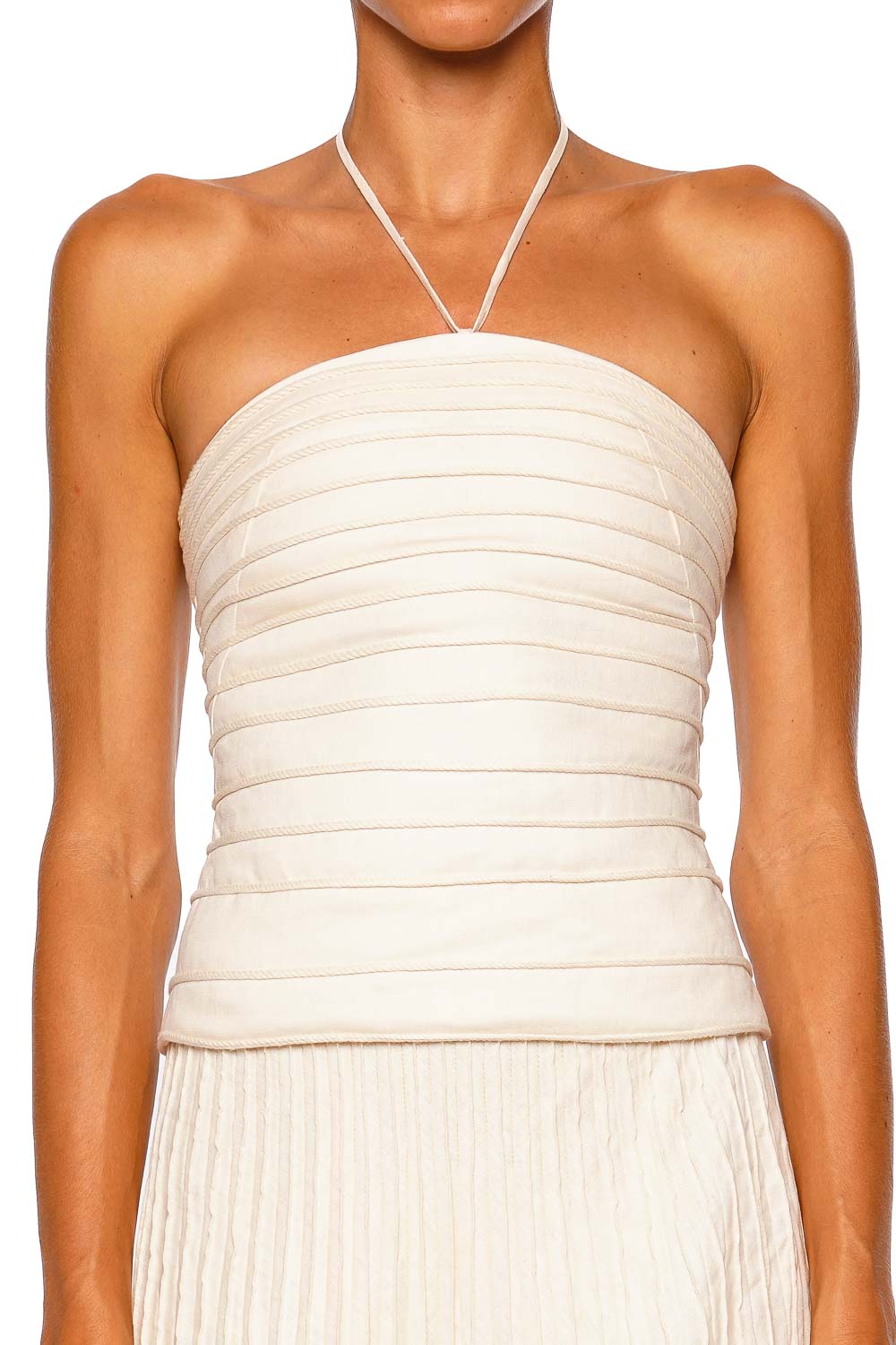 Andres Otalora En Tu Luz Ivory Halter Strap Top
