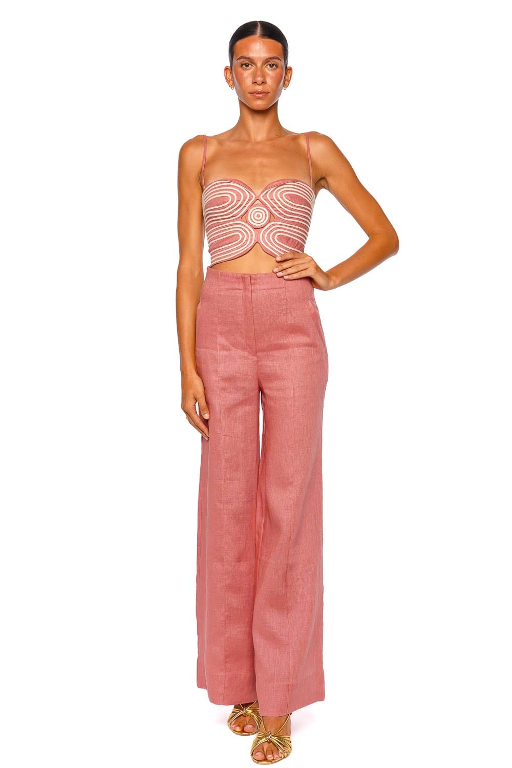 Andres Otalora La Promesa Blush Pink Wide Leg Pants