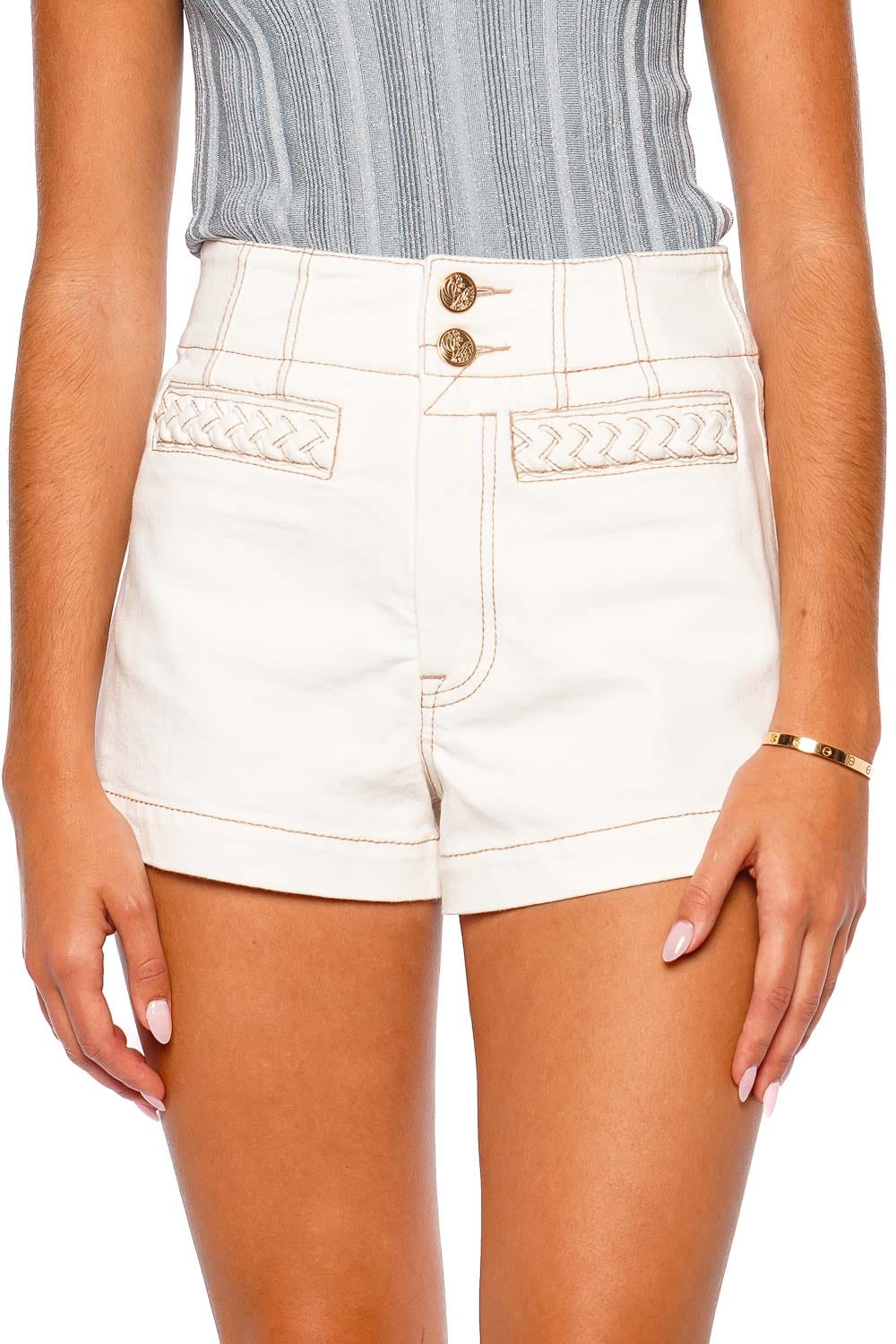 ZIMMERMANN Roselight Vintage Cream High Rise Denim Shorts
