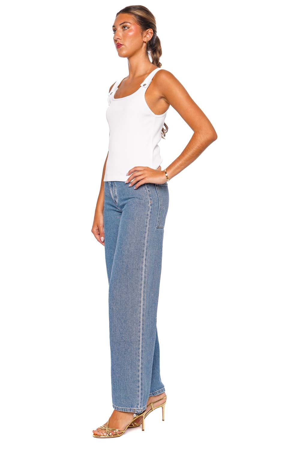 Still Here Snap Milk Ribbed Cotton Tank