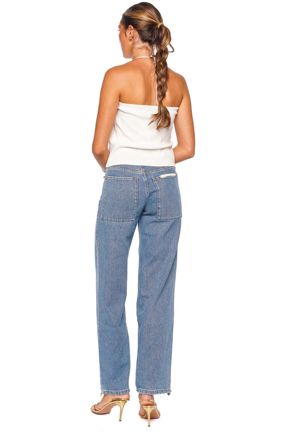 Still Here Toggle Milk Ribbed Halter Tank
