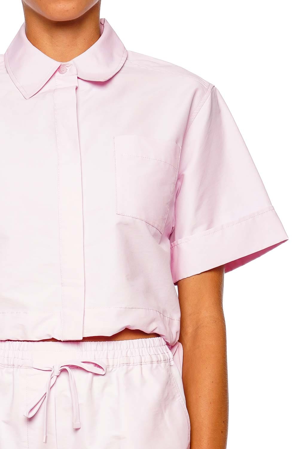 SIMKHAI Ryett Daisy Pink Short Sleeve Cropped Shirt
