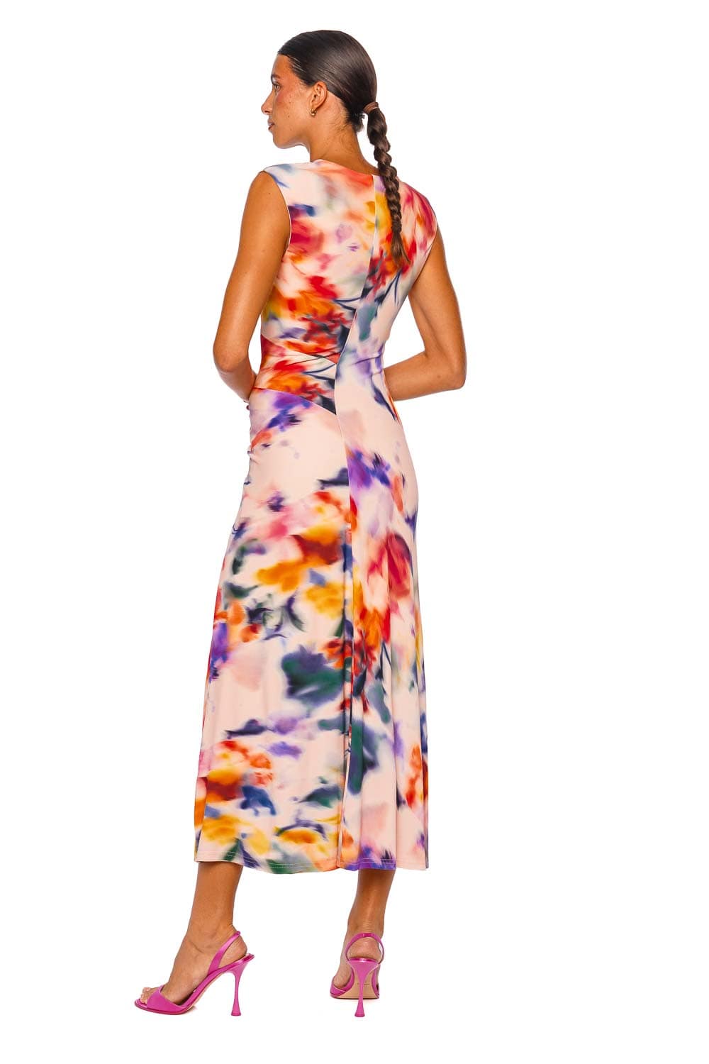 SIMKHAI Acacia Daisy Draped Jersey Midi Dress