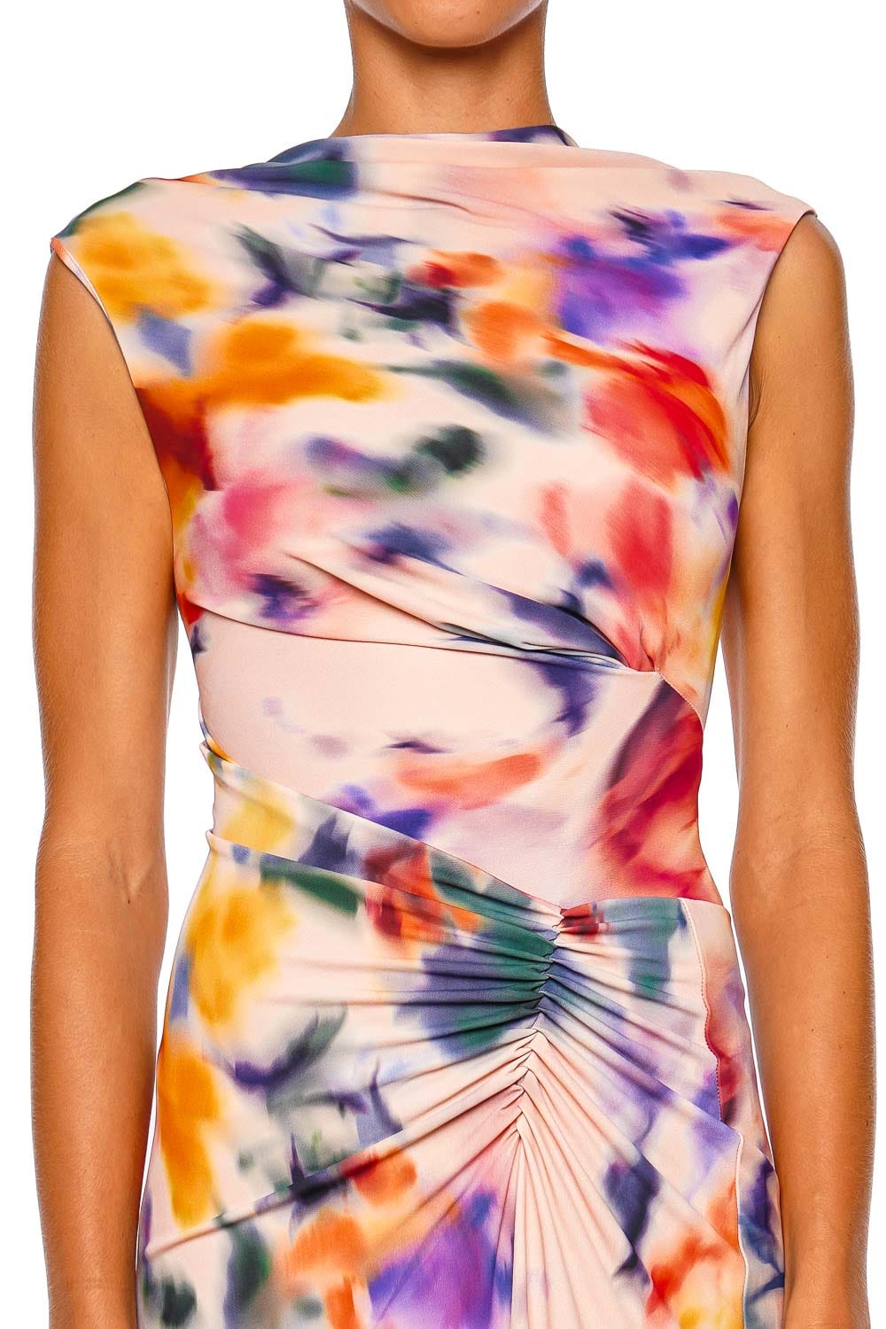 SIMKHAI Acacia Daisy Draped Jersey Midi Dress