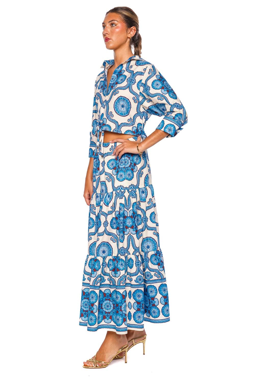 Procida Seaport Stripe Linen Maxi Skirt