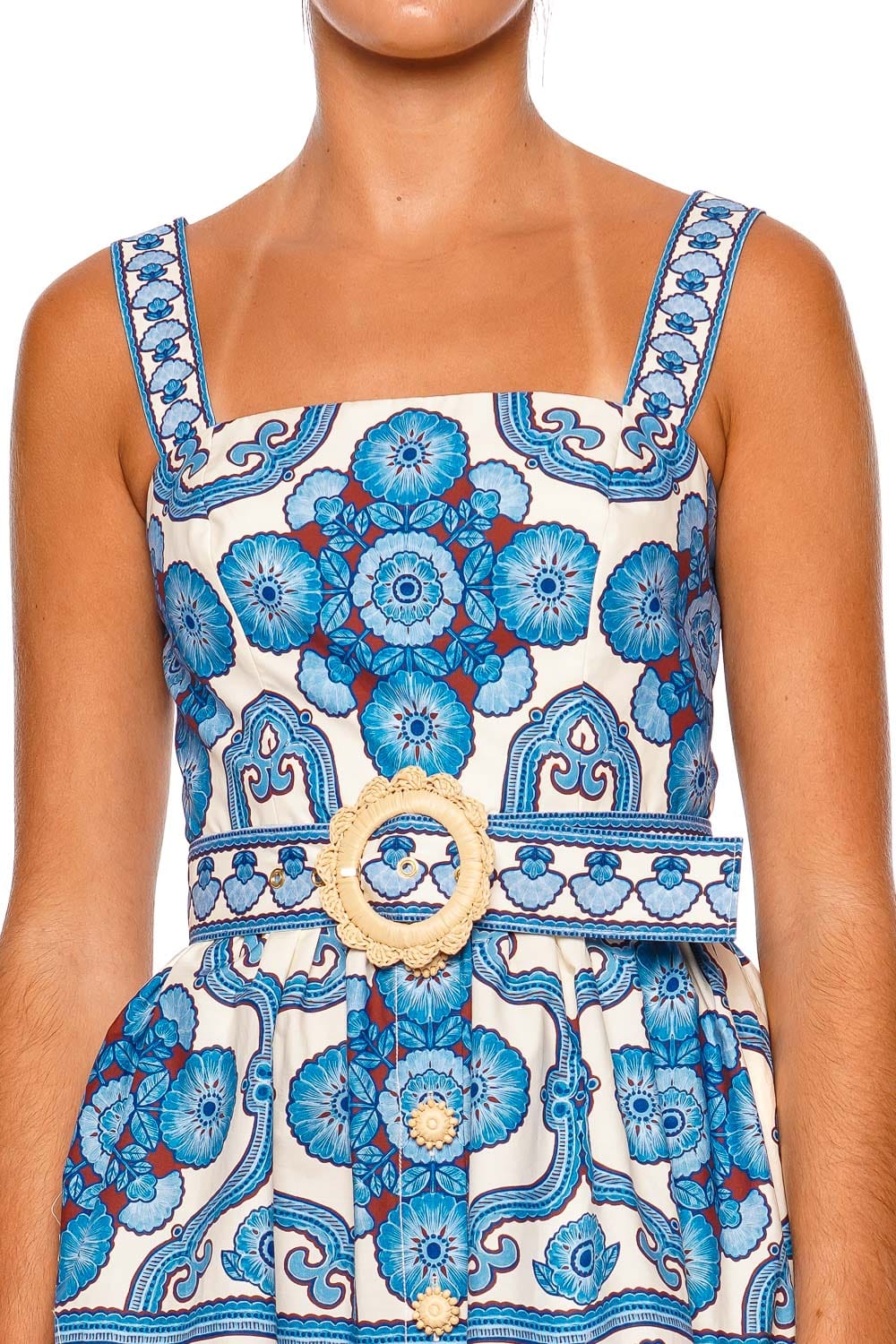 Cara Cara Candy Blue Floral Strappy Mini Dress